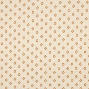 GOTS Musselin/ Doppel-Krinkel Gewebe Boho Rautenmuster  | Poppy Fabrics – creme/zimt, 