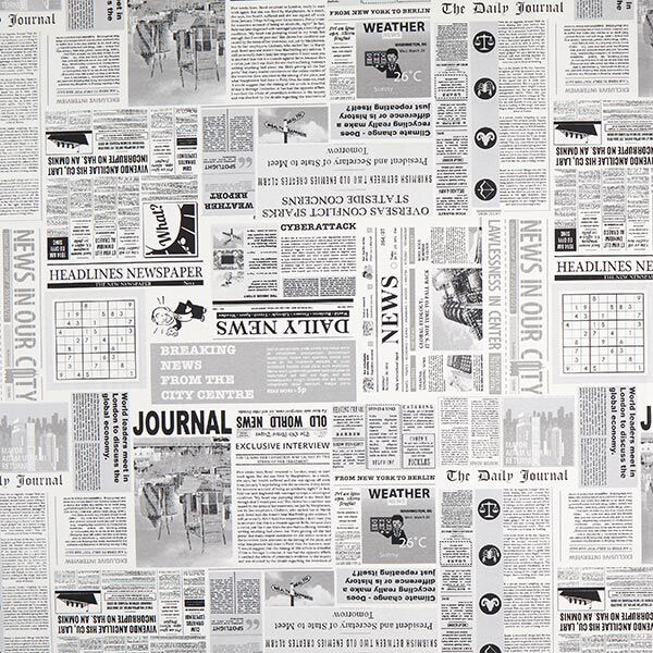 Dekostoff Ottoman News – weiss/grau, image number 1