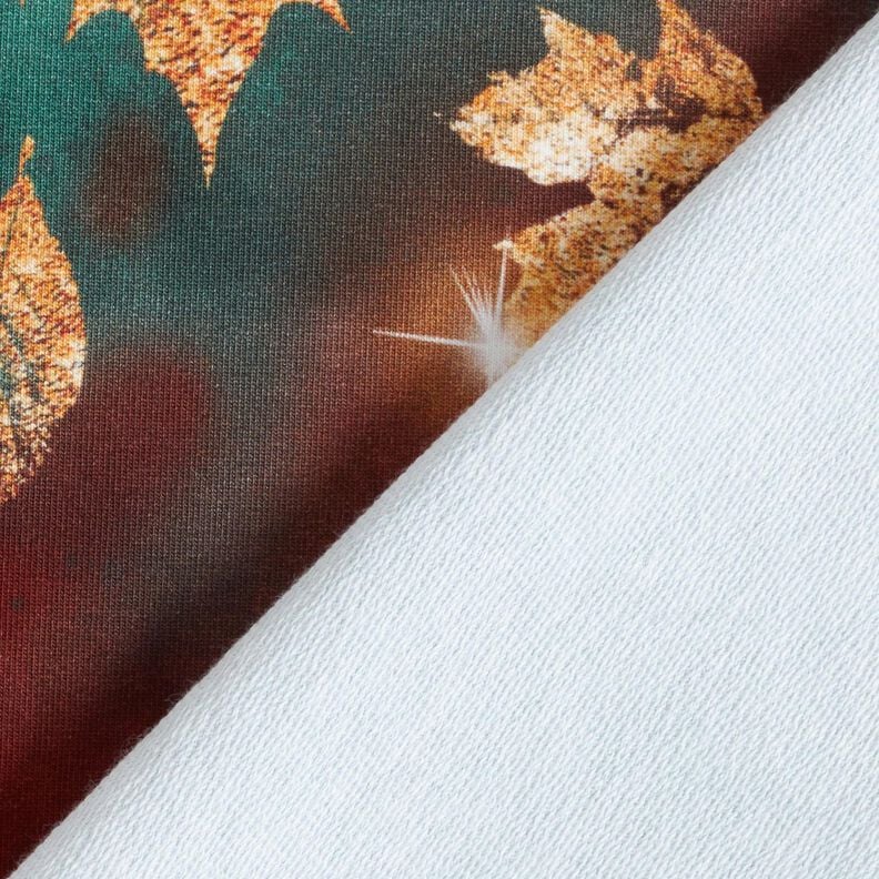 French Terry Sommersweat goldener Herbst | Glitzerpüppi – blautanne/burgunder, image number 4
