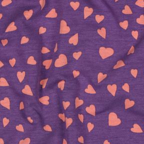Sommersweat Herzen | Poppy Fabrics – lila/altrosa, 