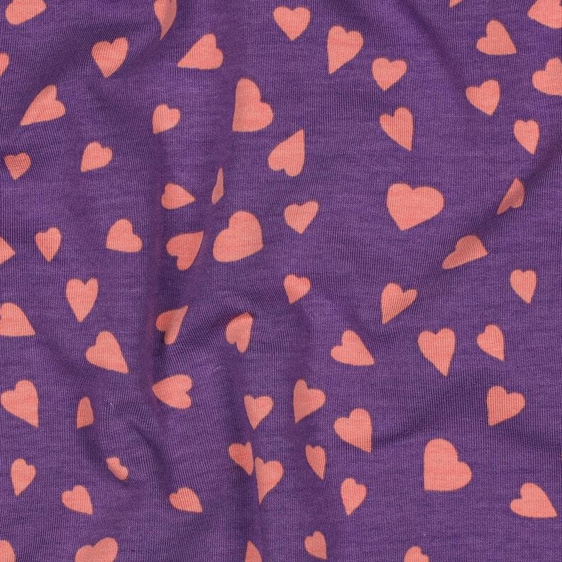Sommersweat Herzen | Poppy Fabrics – lila/altrosa, image number 2