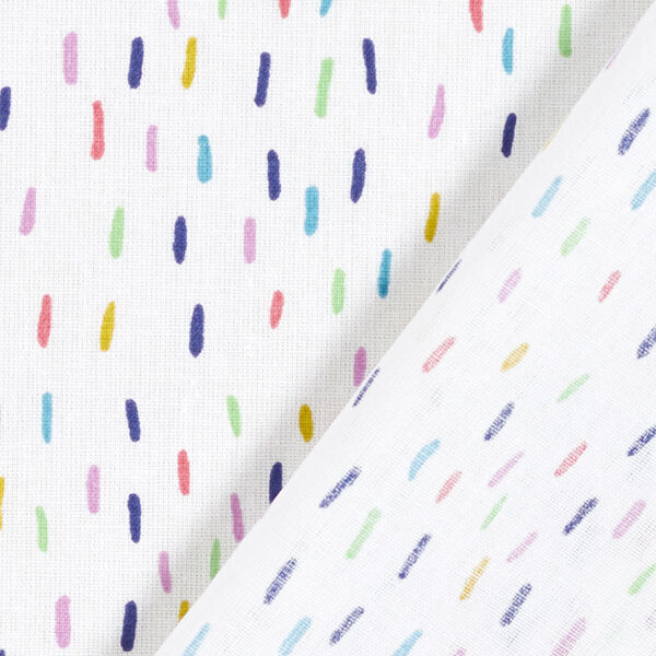 Baumwollpopeline bunte Striche – weiss