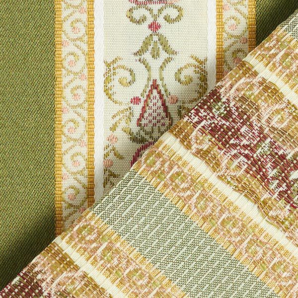 Möbelstoff Jacquard Biedermeier Streifen – creme/oliv | Reststück 50cm