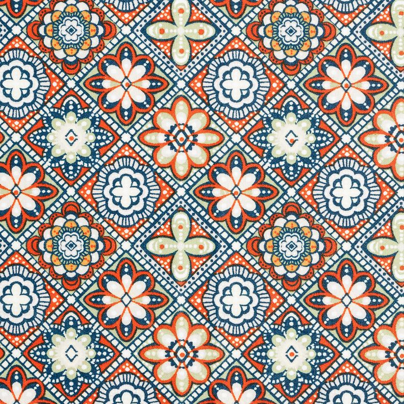 Beschichtete Baumwolle kunstvolle Fliesen – terracotta/salbei,  image number 1