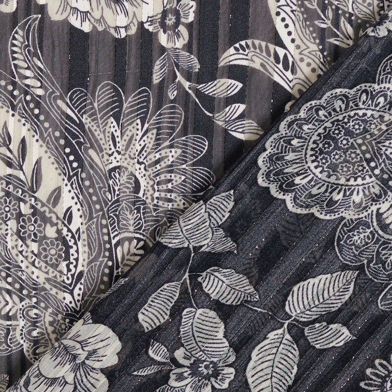 Chiffon Satinstreifen Paisley – marineblau,  image number 4