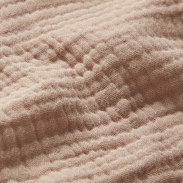 GOTS Dreilagiger Baumwoll-Musselin – dunkelbeige | Reststück 50cm