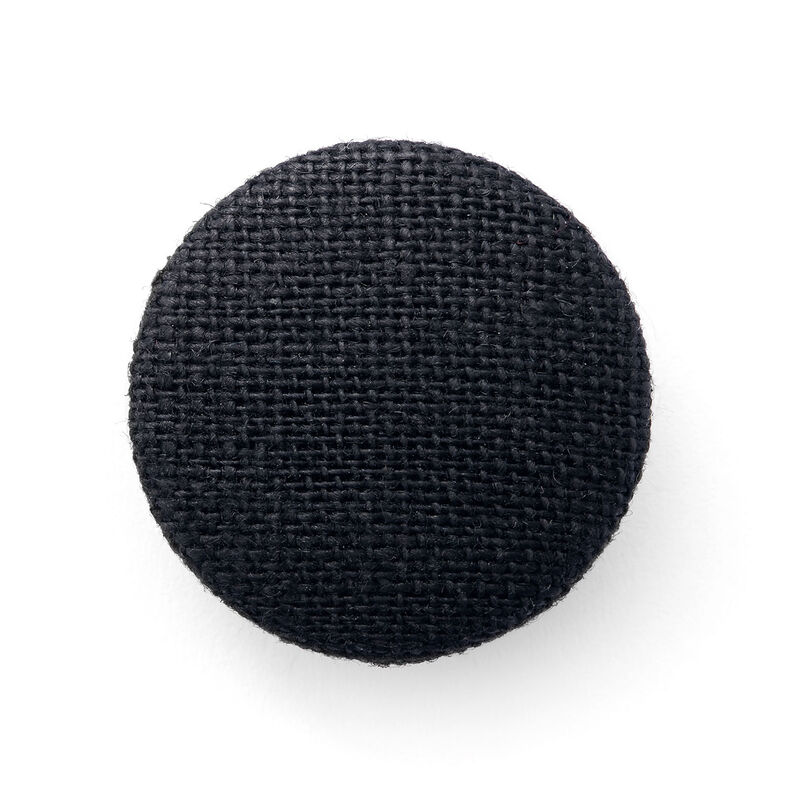Bezogener Knopf, Leinen Medium – schwarz,  image number 1