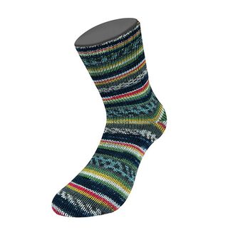 LANDLUST Sockenwolle „Bunte Bänder“, 100g | Lana Grossa – grau/koralle, 