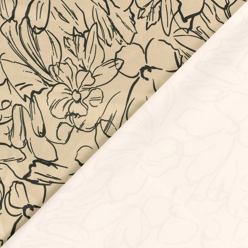 Stretchvelours Blumenskizzen – sand/schwarz, image number 4