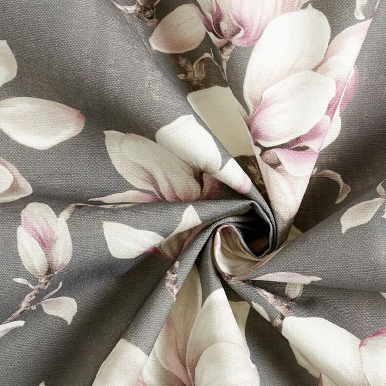 Outdoorstoff Canvas Magnolien – grau,  image number 4