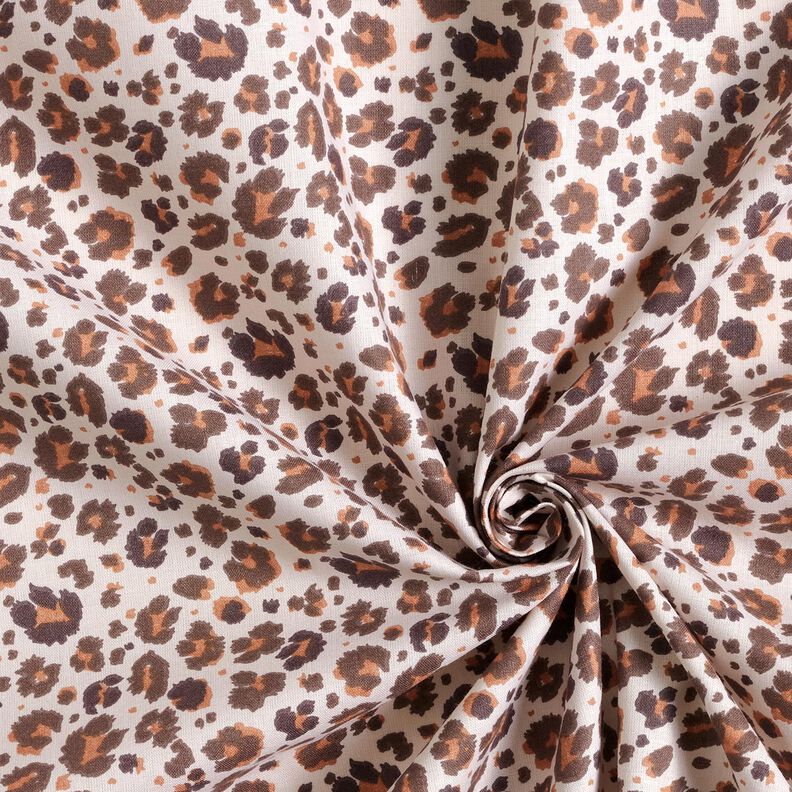 Baumwollstoff Cretonne große Leo-Tupfen – mittelbraun/hellbeige,  image number 3