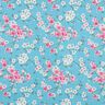 Beschichtete Baumwolle Kirschblüten – aquablau,  thumbnail number 1