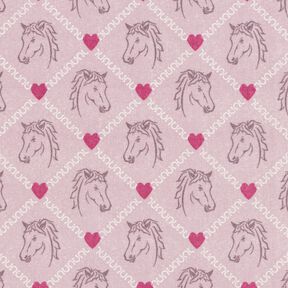 Baumwollstoff Cretonne Pferde und Herzen rosa – rosa, 
