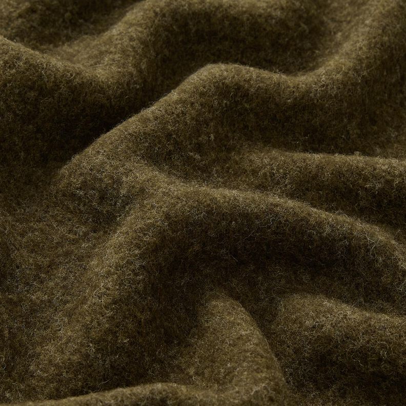 Woll-Fleece reine Schurwolle Uni – dunkeloliv, image number 2