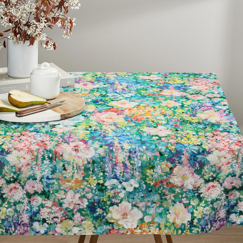 Dekostoff Canvas Blumengemälde – grün/rosa,  image number 7