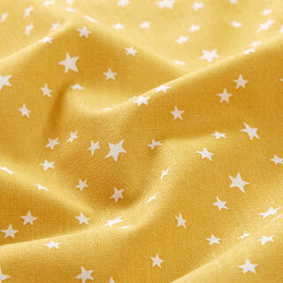 Baumwollpopeline unregelmäßige Sterne – senf, 