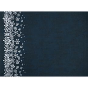 French Terry Sommersweat Eisblumen Bordürenstoff | Glitzerpüppi – nachtblau/weiss, 