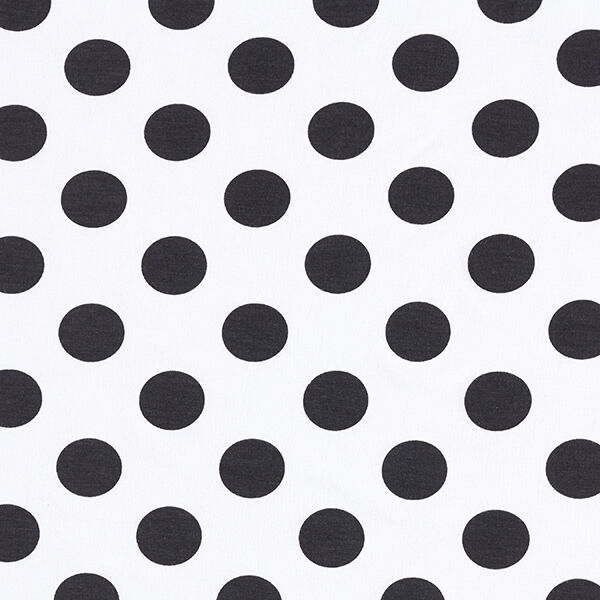 Baumwolljersey große Polkadots – weiss/schwarz | Reststück 50cm