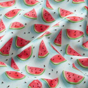 Baumwollstoff Popeline Wassermelone – eisblau/intensiv pink, 