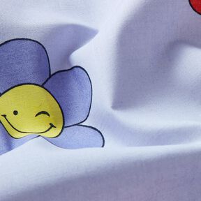 Beschichtete Baumwolle fröhliche Blumen | Poppy Fabrics – babyblau/rosa, 