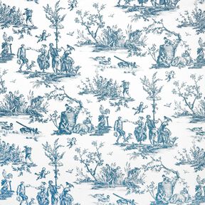 Dekostoff Halbpanama fröhliche Tänzer 280 cm – ozeanblau/weiss, 