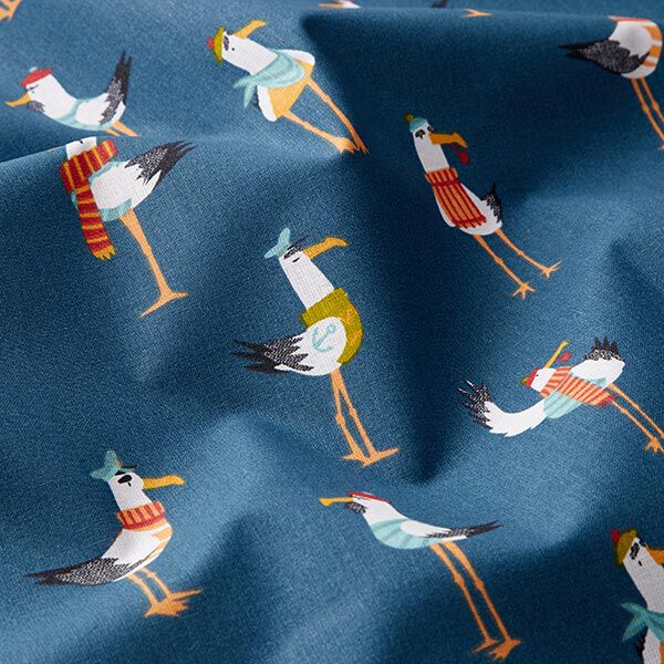 Baumwollstoff Cretonne Möwen – marineblau | Reststück 100cm