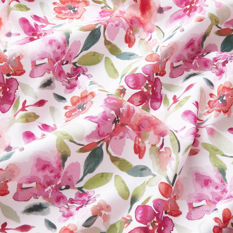 Viskosestoff Aquarell-Frühlingsblumen – weiss/pastellviolett, image number 2