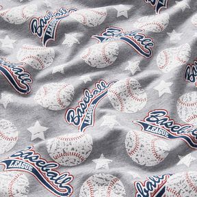 French Terry Sommersweat Baseball – silber/weiss, 