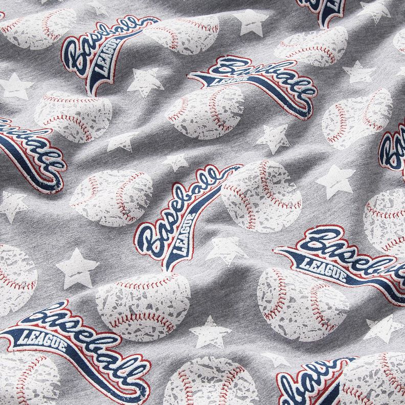 French Terry Sommersweat Baseball – silber/weiss, image number 2