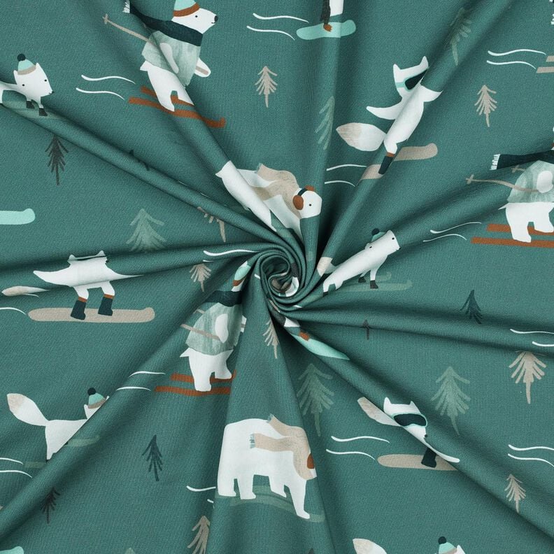 French Terry Sommersweat Wintersport-Tiere Digitaldruck | Poppy Fabrics – hellpetrol/eisblau, image number 3