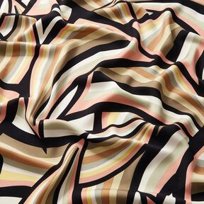 Viskosestoff abstrakte Linien – schwarz/roségold, 