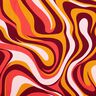 Baumwollsatin Retro-Wellen | Poppy Fabrics – bordeauxrot/currygelb,  thumbnail number 1