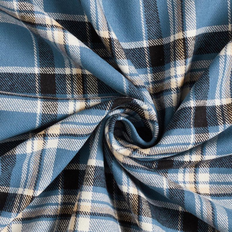 Baumwollflanell Karo – jeansblau/schwarz, image number 3