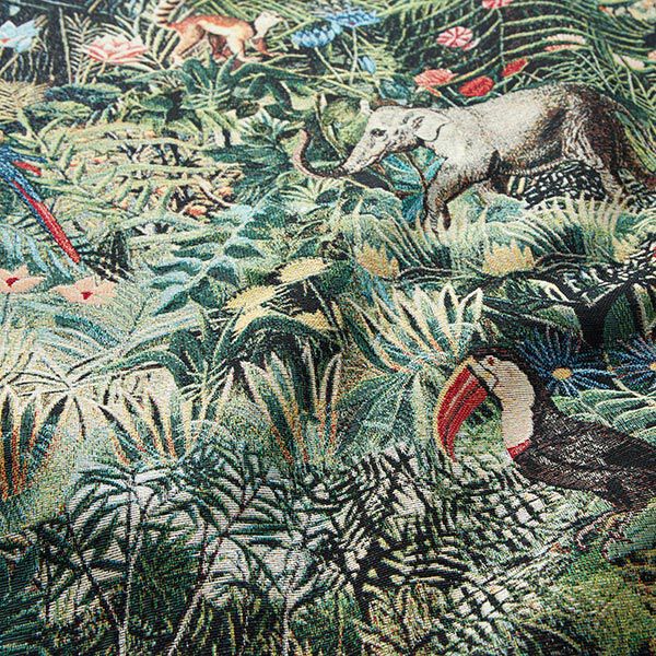 Dekostoff Gobelin Dschungel – schwarz/dunkelgrün,  image number 2