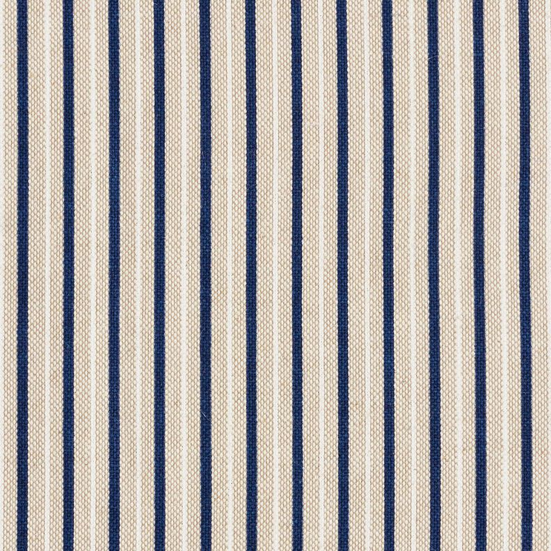 Dekostoff Halbpanama schmale maritime Streifen – natur/marineblau,  image number 1