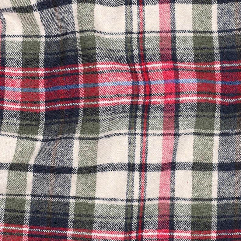 Baumwollflanell Karo | Poppy Fabrics – oliv/rot,  image number 2