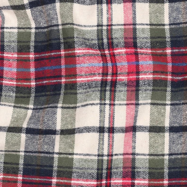 Baumwollflanell Karo | Poppy Fabrics – oliv/rot, image number 2
