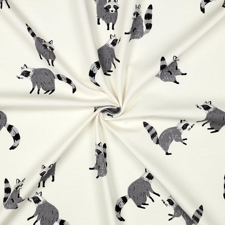 Baumwolljersey Waschbären Digitaldruck | Poppy Fabrics – wollweiss,  image number 3