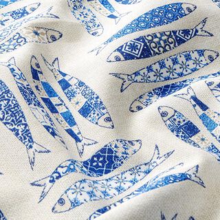Dekostoff Canvas Sardinen – blau/natur, 