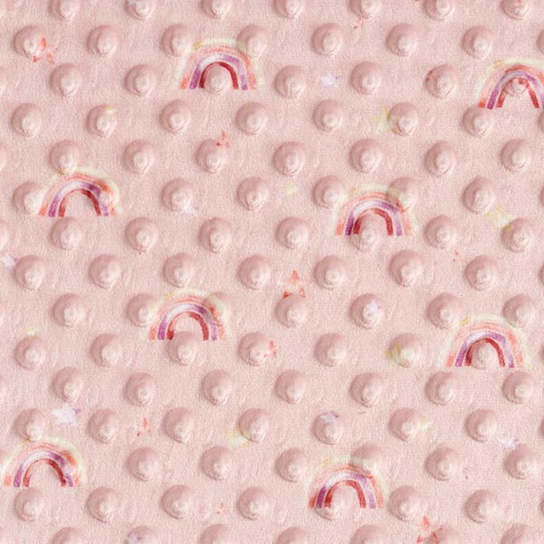 Kuschelfleece geprägte Punkte und Regenbögen – rosa,  image number 1