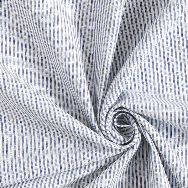 Leinen-Baumwoll-Mix Streifen schmal – jeansblau/wollweiss, image number 3