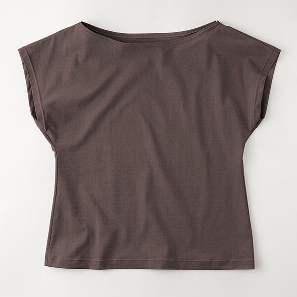 Baumwolljersey Medium Uni – dunkelbraun,  image number 8