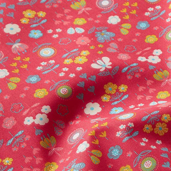 Baumwollstoff Cretonne Blumen – rot