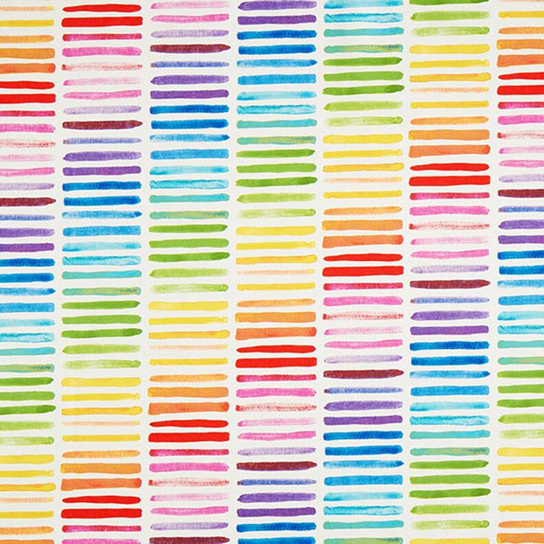 Dekostoff Halbpanama Regenbogenstreifen – weiss,  image number 1