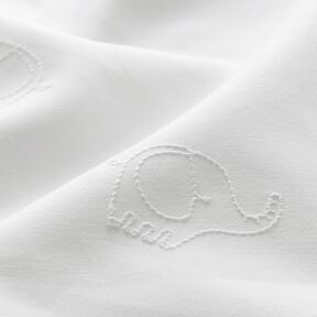 Baumwollsatin Elefanten Stickerei – weiss, 