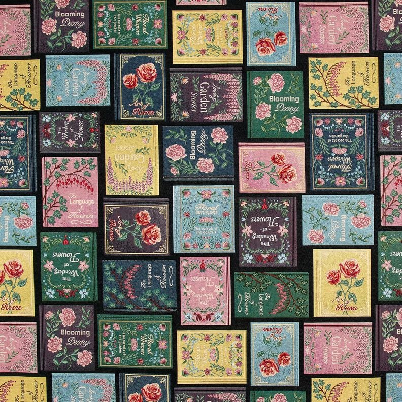 Dekostoff Gobelin Buchdeckel – schwarz/merlot,  image number 1