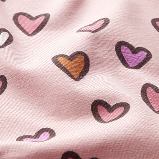 Baumwolljersey bunte Herzen – rosa, 