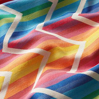 Dekostoff Jacquard Regenbogen-Zacken – weiss, 