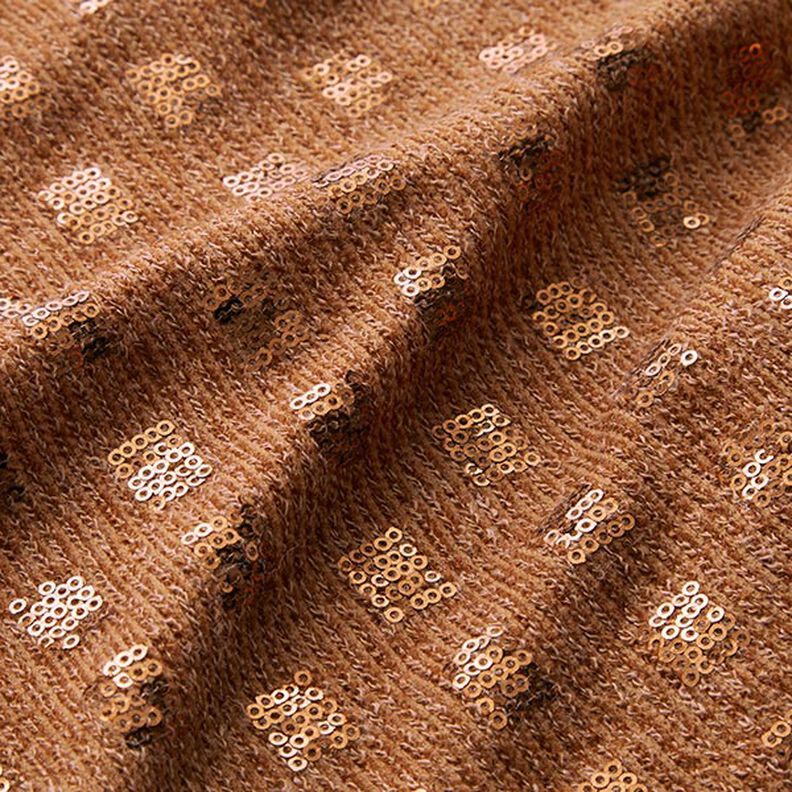 Strickstoff Glitzerpailletten Kästchen – karamell,  image number 2