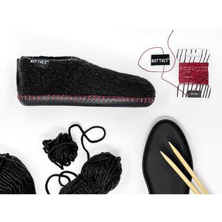Botties®-Kit Strickset Filz-Hausschuhe [Gr. 42-43] - schwarz/ bordeauxrot, 